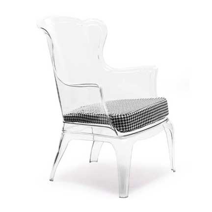 Acrylic wingback store chair