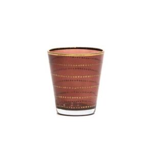Brown Glass Votive with Gold Dots