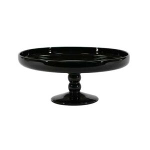 Cake Plateau - Black Glass - Footed, 12.5" Diameter