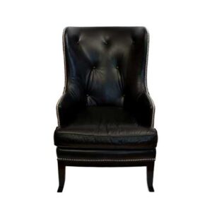 Furniture, Black Leather Club Chair