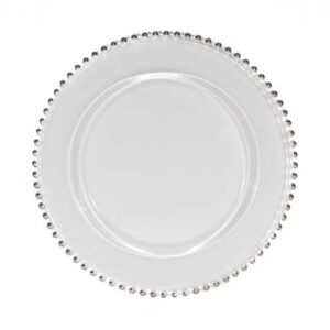 Charger Plate, Glass with Silver Beaded Edge