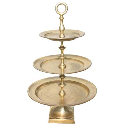 Gold 3 - Tier Tray - Linen Effects