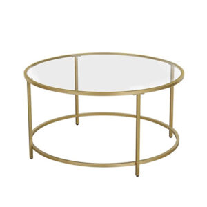 Furniture, Gold Glass Coffee Table Round