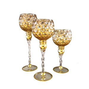 Gold Globe Stemmed Candle Holder