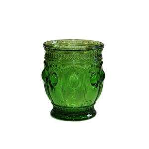 Green Pressed Glass Votive