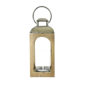 Lantern, Wood with Metal Top