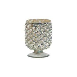 Mercury Glass - Silver Pine Cone Votive, footed