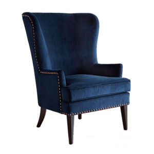 Furniture, Navy Wing Back Chair