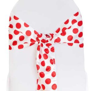 Sash, Red Dots on White Satin