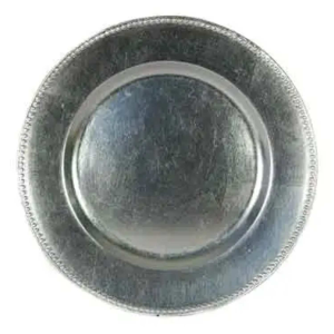 Charger Plate, Silver Beaded Acrylic