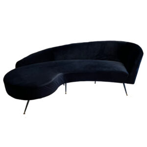 Furniture, Velvet Chaise Lounge Sofa - Onyx
