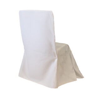 Chair Cover, White Poly Square Back