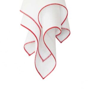 Napkin, White with Red Edge