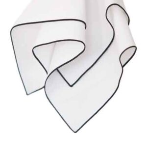Napkin, White with Black Edge