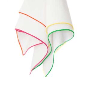 Napkin, White with Rainbow Edge