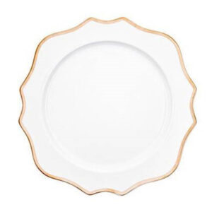 Charger Plate, Scalloped Gold Rim