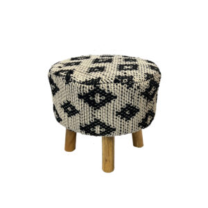 Furniture, Black/Cream Geometric Ottoman