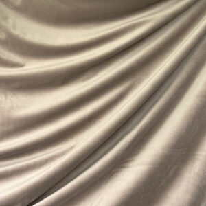 A velvet Taupe tablecloth for rental.