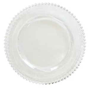 Charger Plate, Glass with Clear Beaded Edge