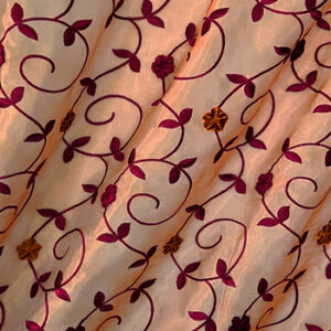 Tablecloth, Copper/Burgundy Embroidered Sheer 90" Square