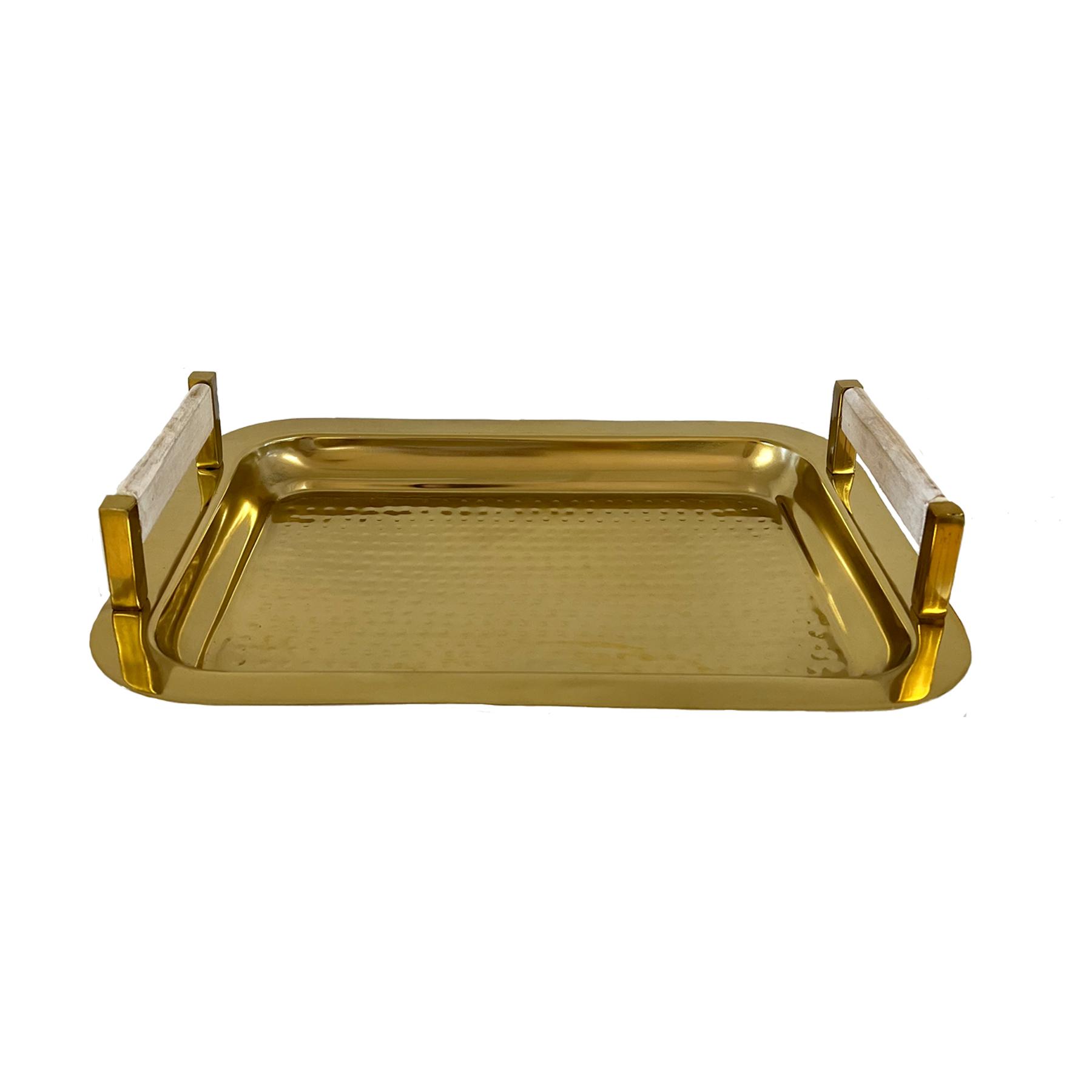 Gold Tray w/ Wood Handle - Linen Effects