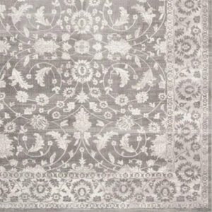 Rug, Grey/Cream Distressed Floral