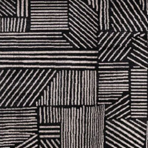 Furniture, Black and Cream Geometric Rug