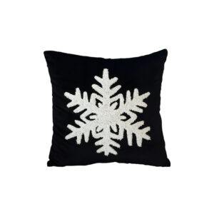 Pillow, Black with White Snowflake