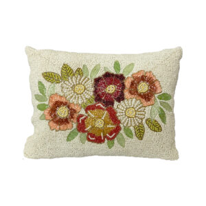 Pillow, Coral and Pink Flower Beaded