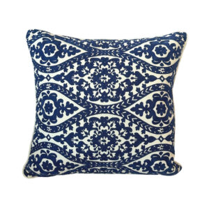 Pillow, Navy Embroidered