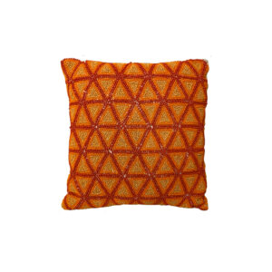 Pillow, Orange Beaded Geometric