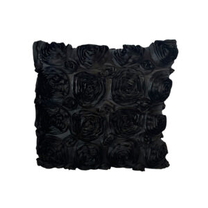 Pillow, Black Ribbon Rose Square