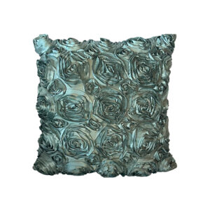 Pillow, Turquoise Ribbon Rose Square