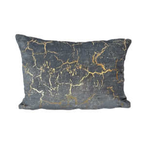 Pillow, Slate Blue with Gold Crackle