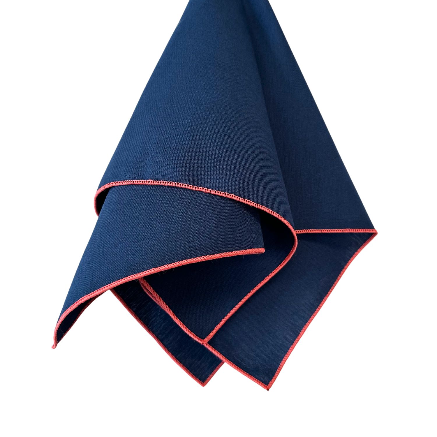 Napkin, Navy W  Coral Edge - Linen Effects