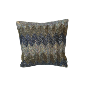 Pillow, Navy and Metallic Beaded Chevron