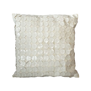 Pillow, White Faux Leather Dot