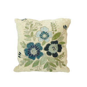 Pillow, Blue Flower Beaded