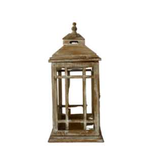 Lantern, Whitewash Wood - Small
