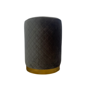 Furniture, Velvet Quilted Ottoman - Grey
