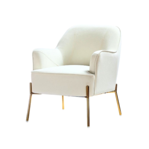 Furniture, Velvet Contemporary Accent Chair - Ivory