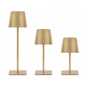 LED Bistro Lamp - Gold with Gold Pleated Shade