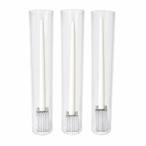Silver Pleated Taper Candle Holders